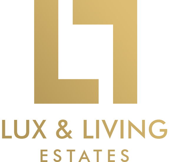 lux and living estates logo in gold transparent png